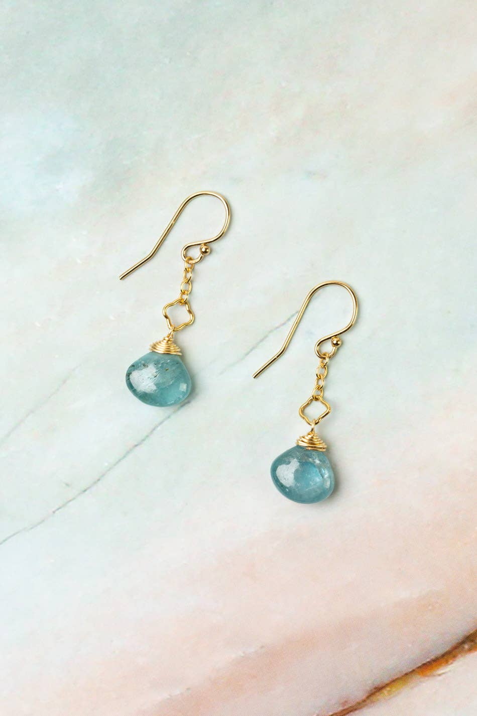 Ocean Waves Aquamarine Dangle Earrings