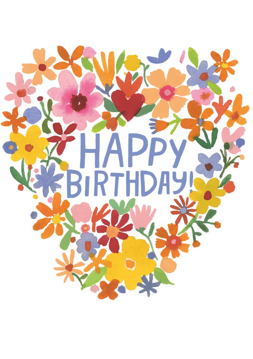 Flower Heart Birthday Card