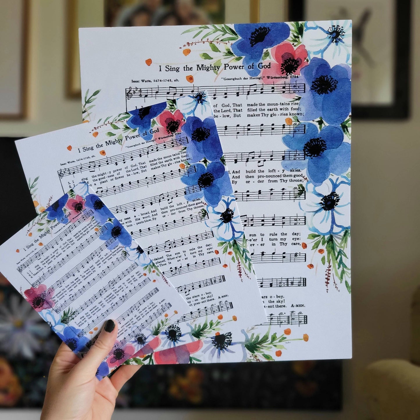 "I Sing the Mighty Power of God" Blue Anemone Hymn Art Print