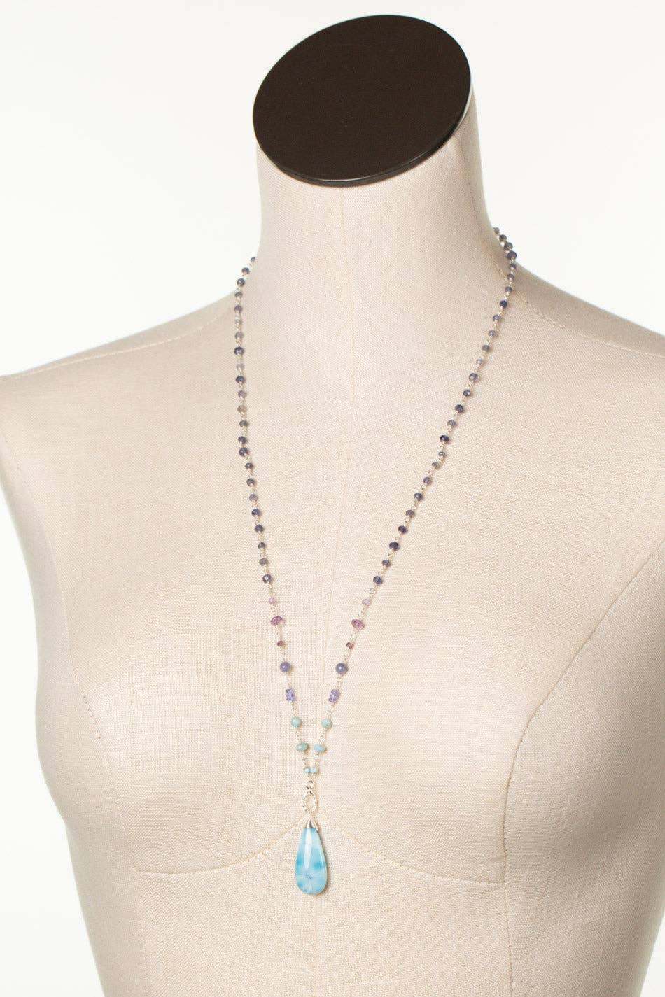 Sanctuary 26-28" Larimar, Green Amethyst, Iolite Simple Necklace