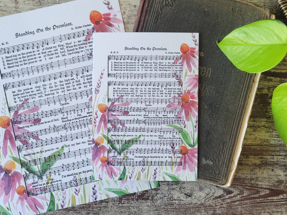 “Standing on the Promise” with Coneflowers Hymn Print