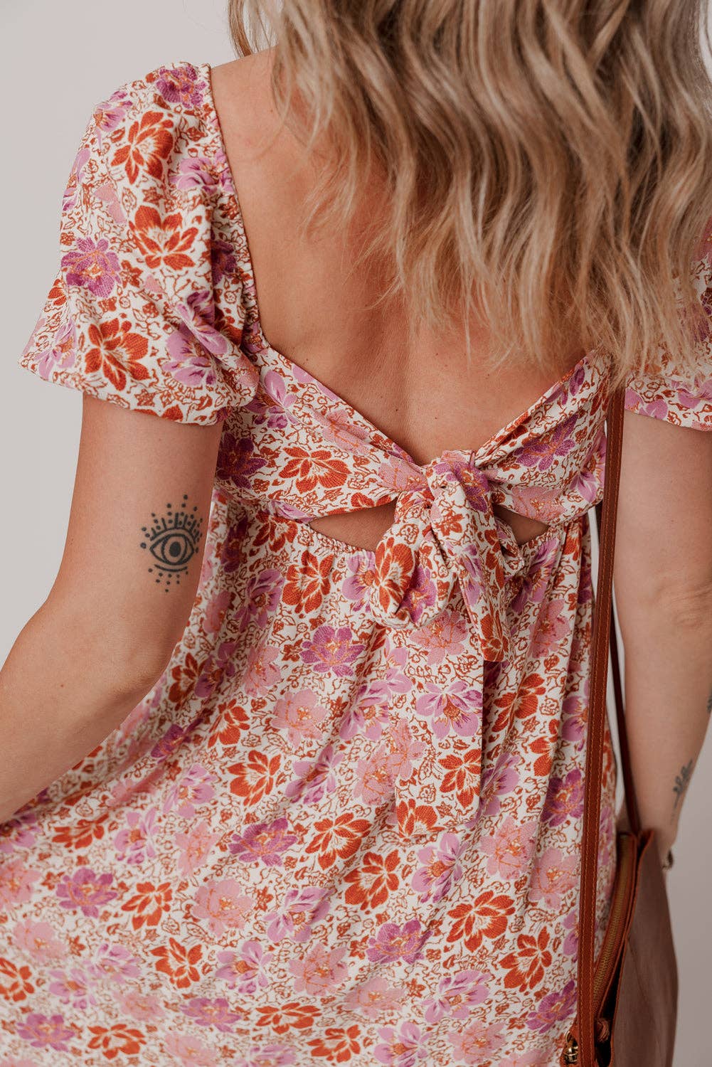 Floral Bow Back Summer Midi Dress