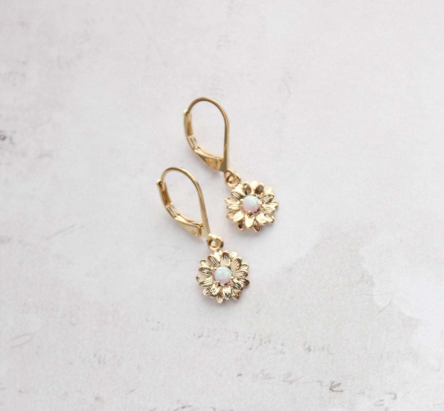 Daisy Earrings - Glossy Gold and Opal