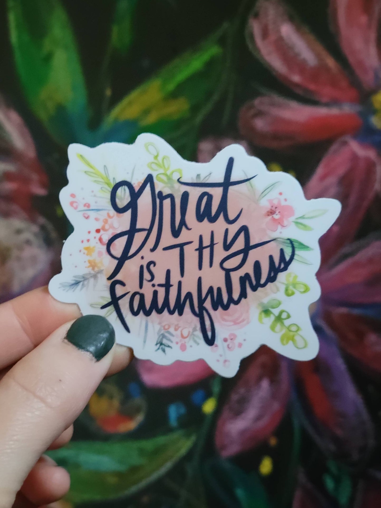"Great is Thy Faithfulness" Floral Watercolor Hymn Sticker
