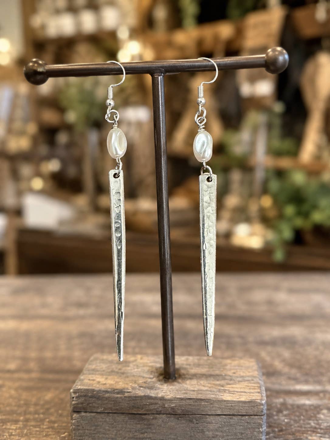 Upcycled Vintage Fork Tine Earrings with Glass Pearl Beads
