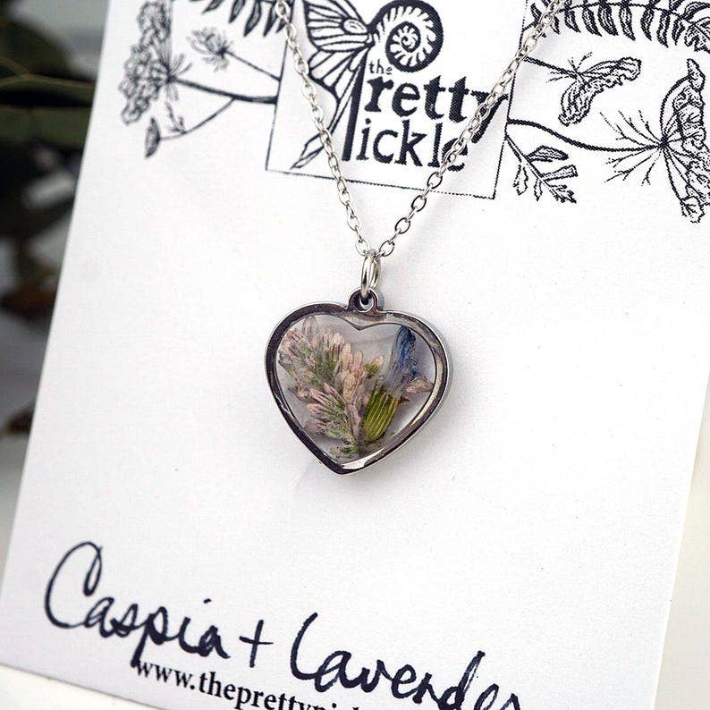 Real Flower Heart Necklace