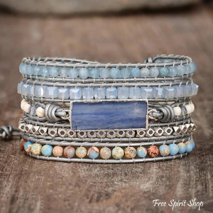 Natural Blue Topaz & King Jasper Wrap