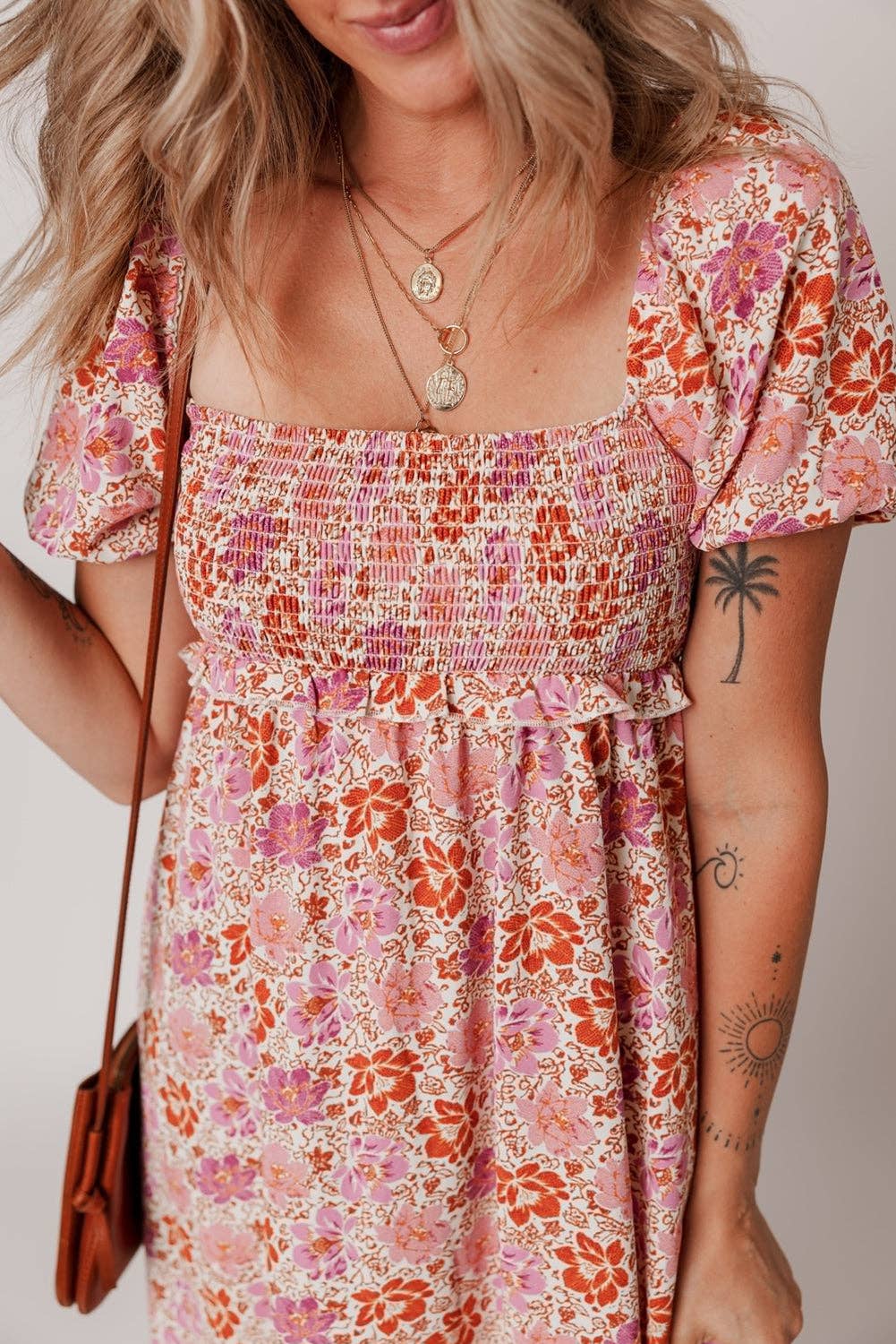 Floral Bow Back Summer Midi Dress