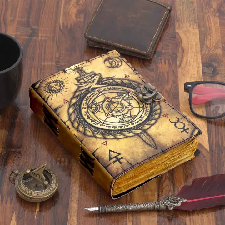 Vintage Leather Journal with Compass
