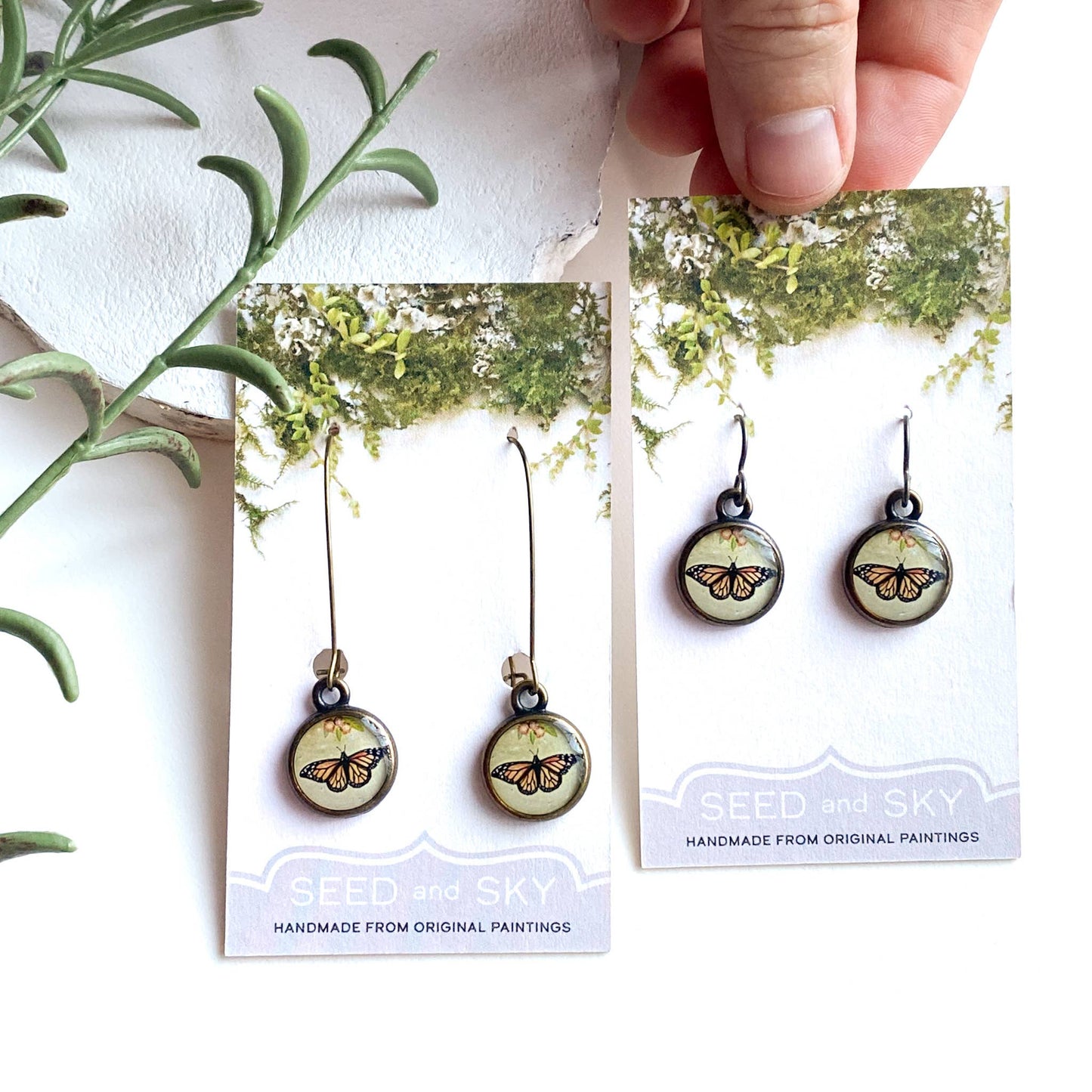 Monarch Butterfly Bronze Earring