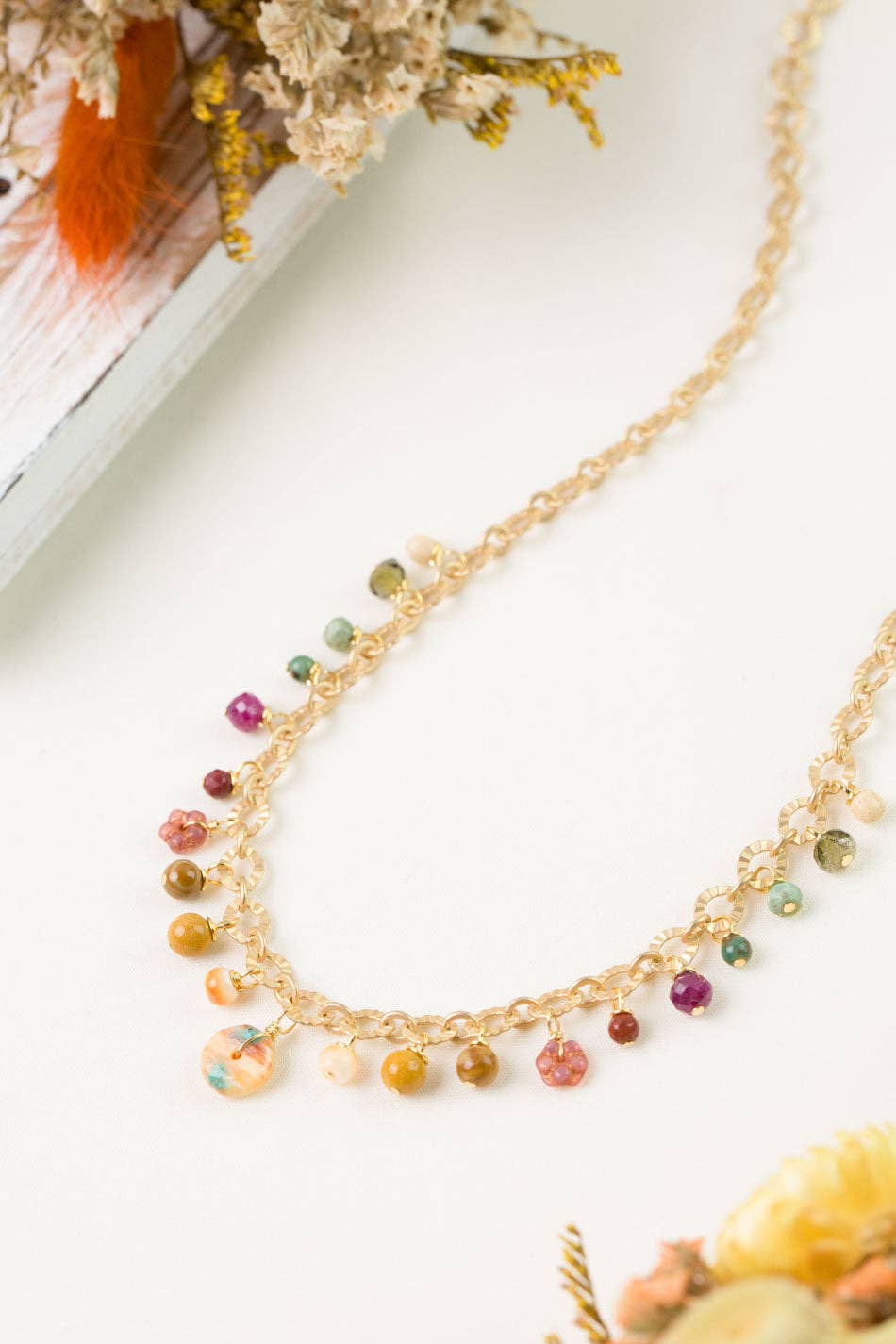 Ember 16-18" Jasper, Spiney Oyster, Czech Glass Statement Necklace