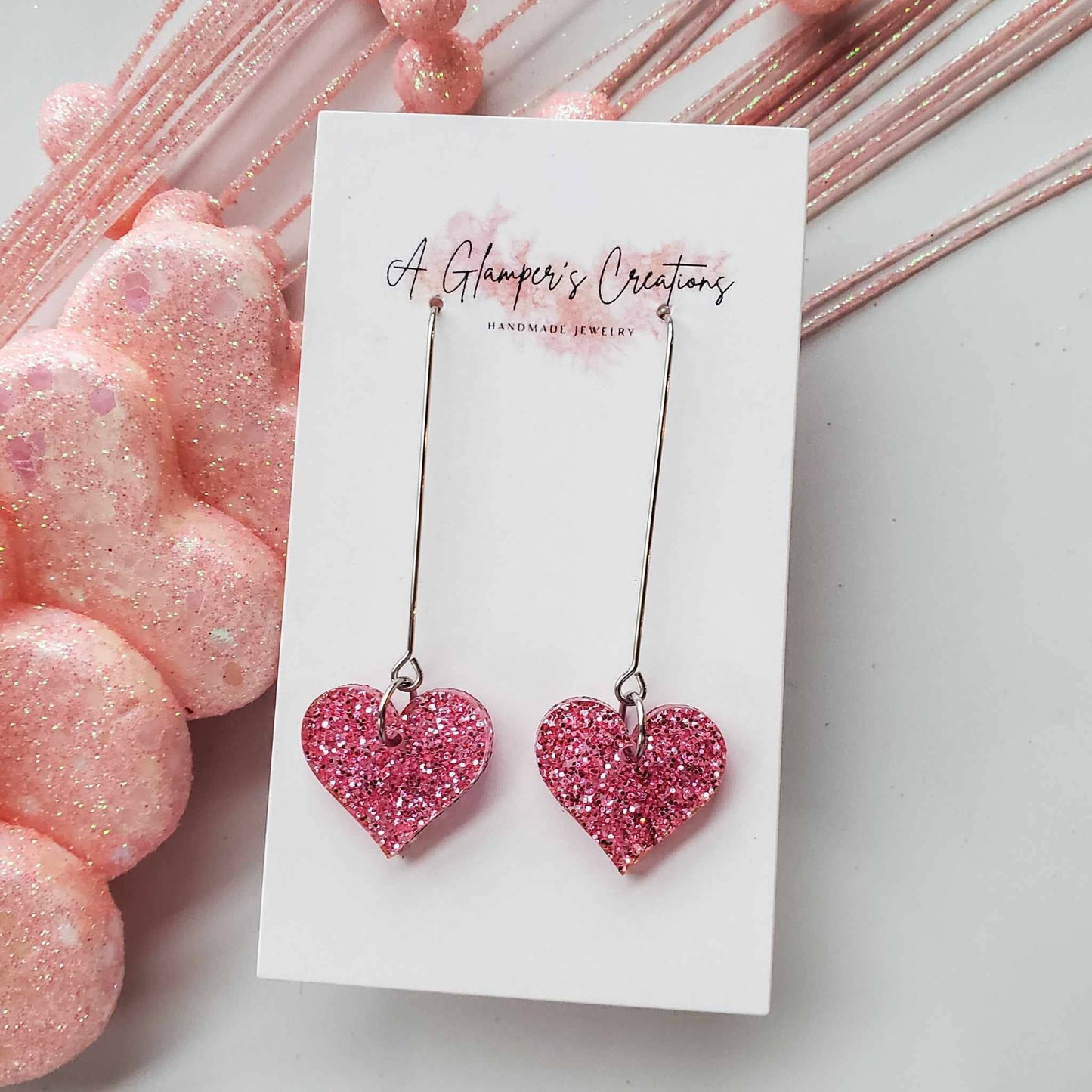 Glitter Heart Valentine Earrings