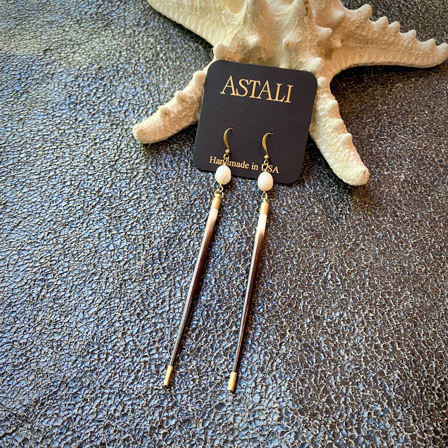 Porcupine Quill & Pearl Earrings