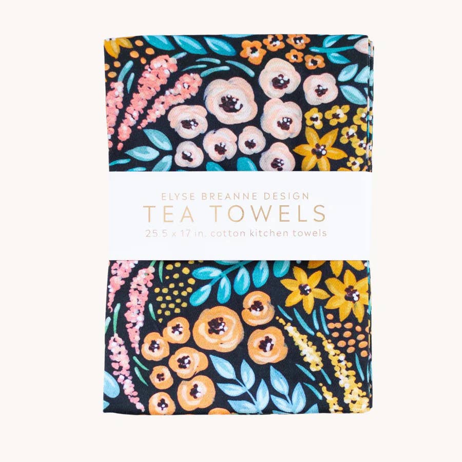 Black Floral Tea Towels (2 pk.)