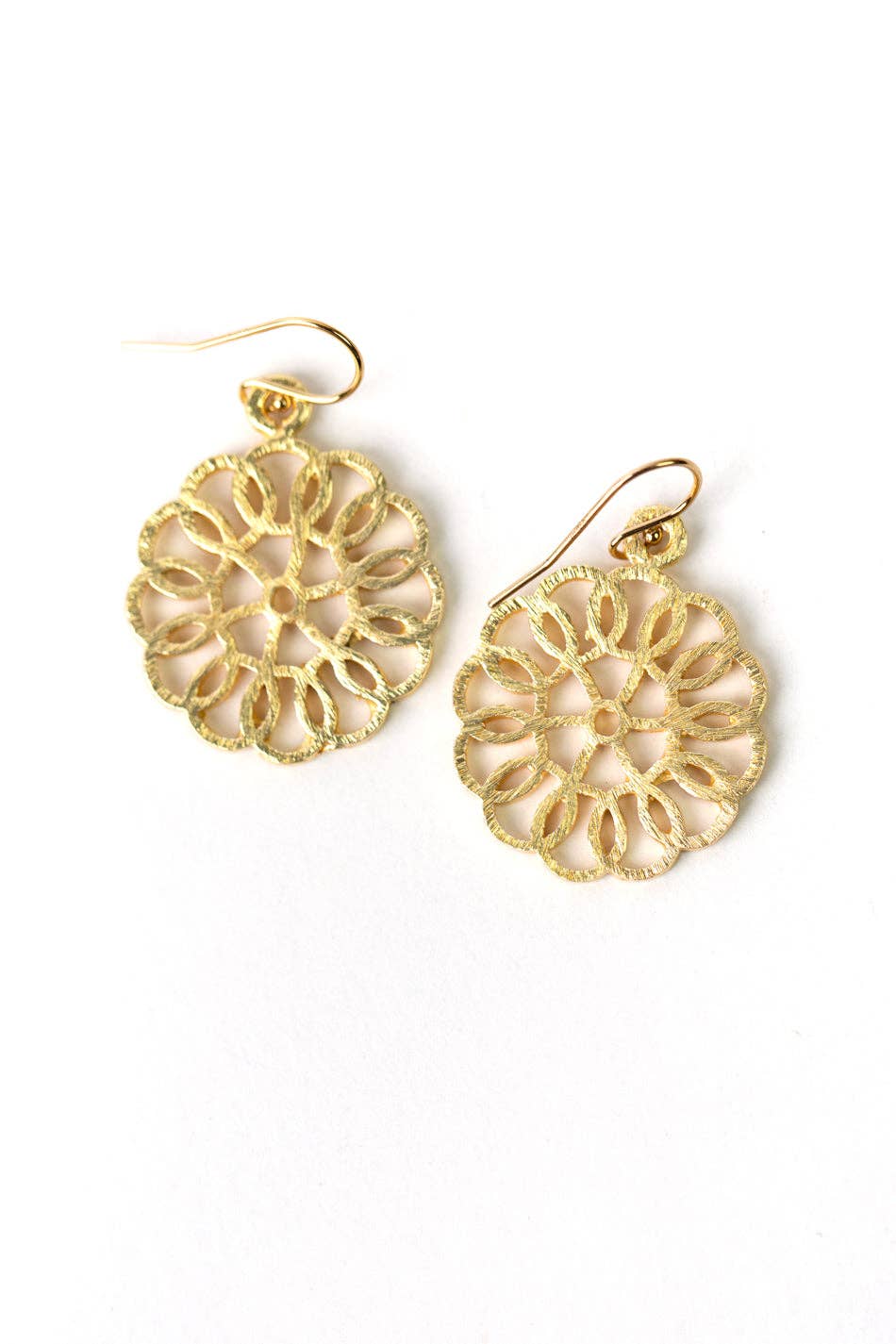 Brushed Gold Swirl Statement Earrings