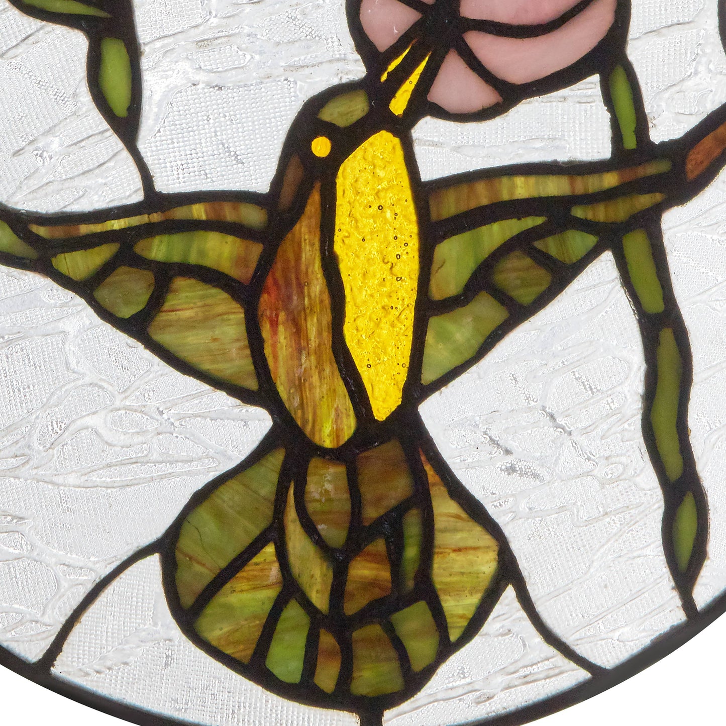 10"H Hummingbird and Hibiscus Stained Glass Window Panel