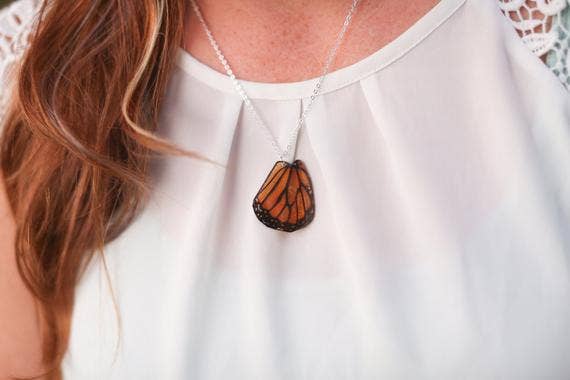 Monarch Butterfly Wing Necklace