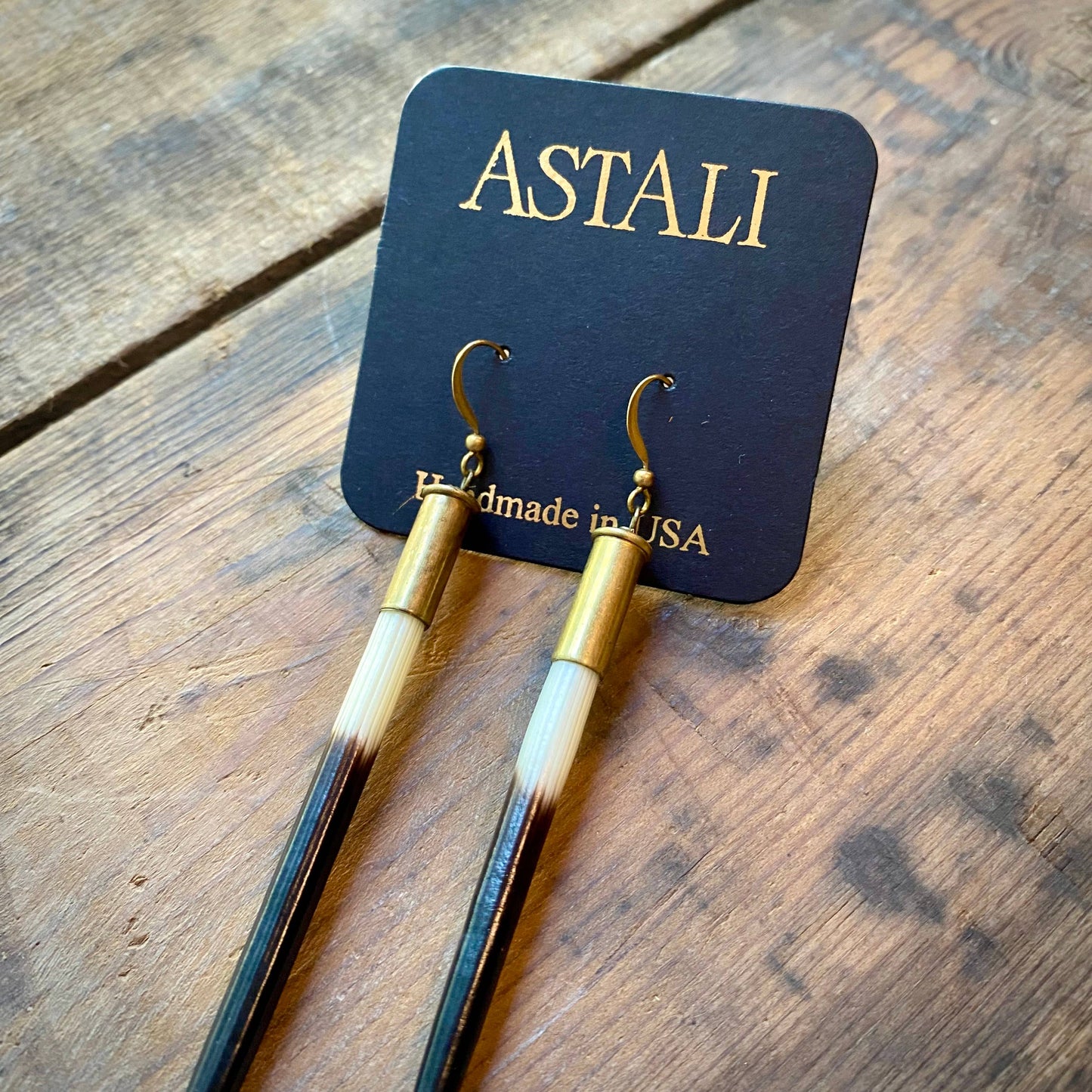 Porcupine Quill in Bullet Earrings, Shell Casings, Quills