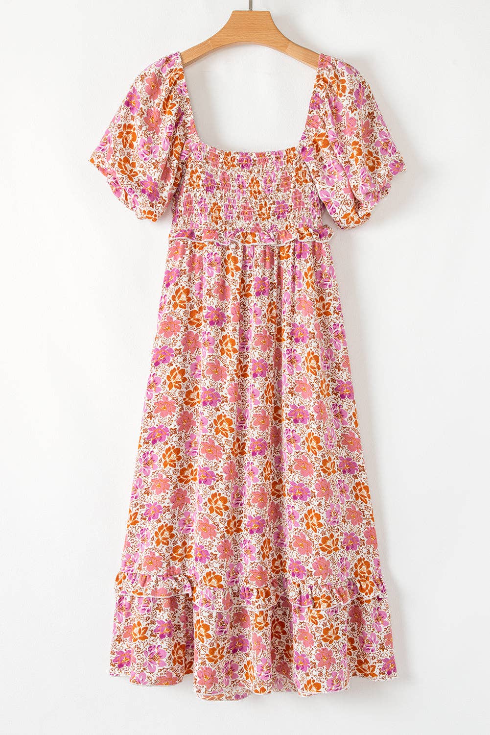 Floral Bow Back Summer Midi Dress