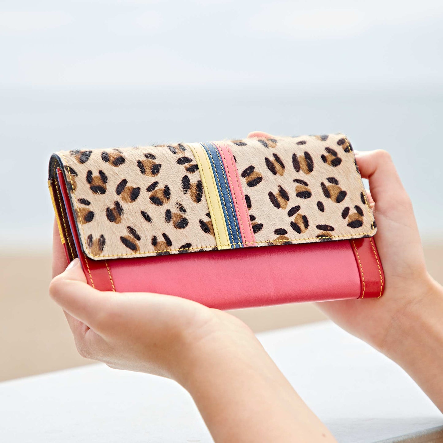 Recycled Multicoloured Leather Clutch Purse