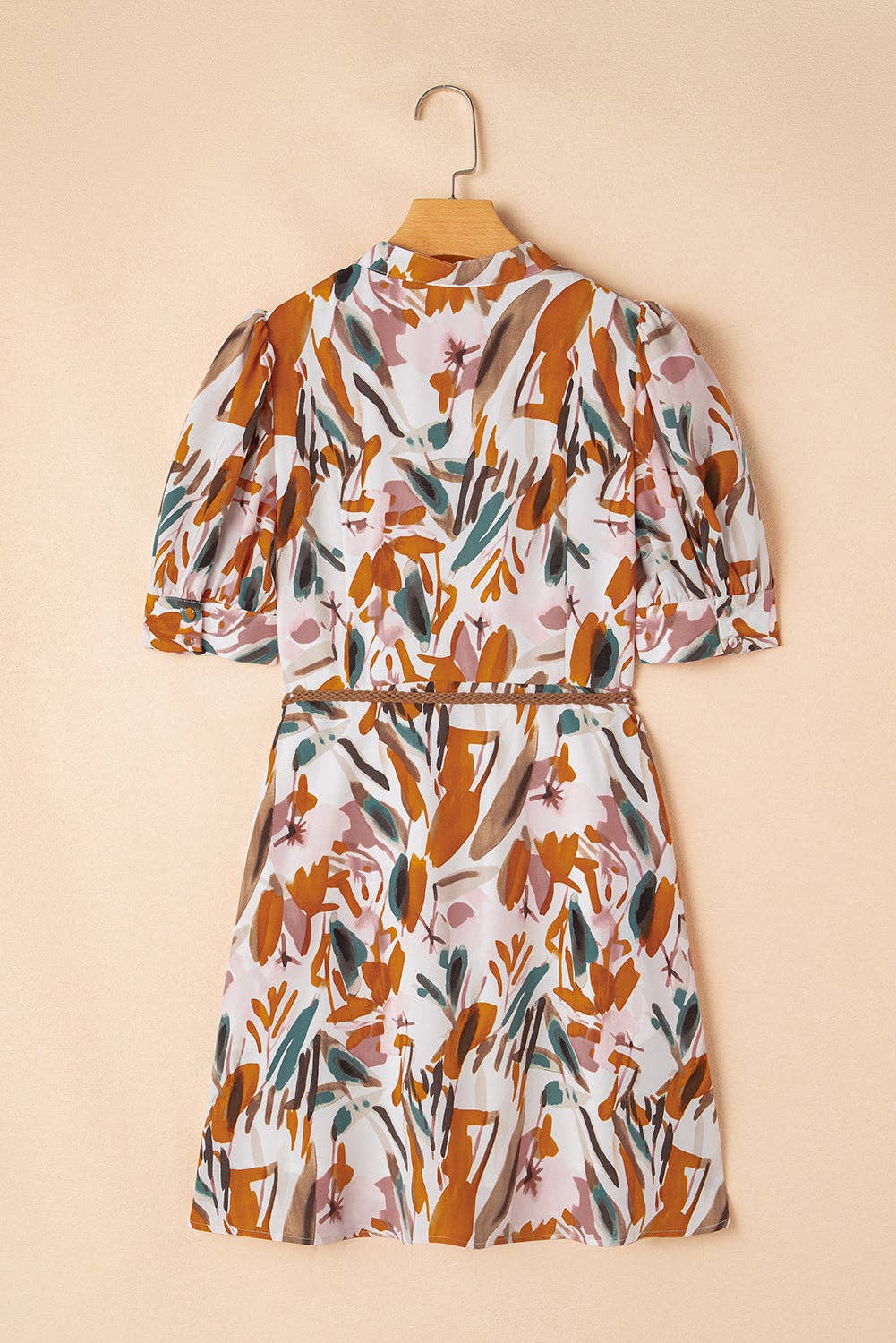 Abstract Braided Belt Mini Dress
