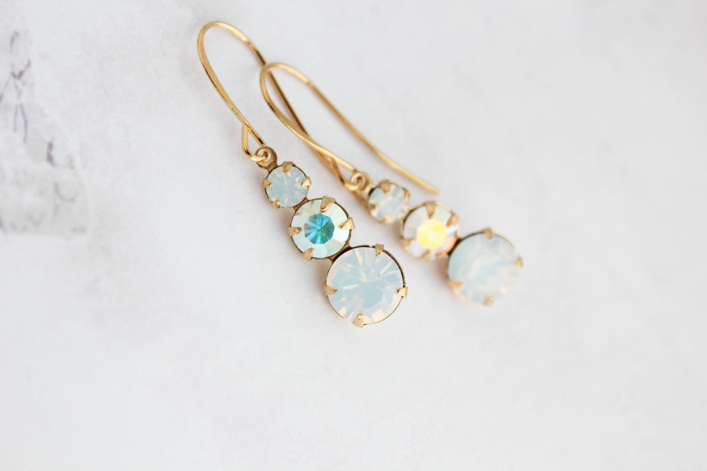 Vintage Glass Earrings- White Opal Glass