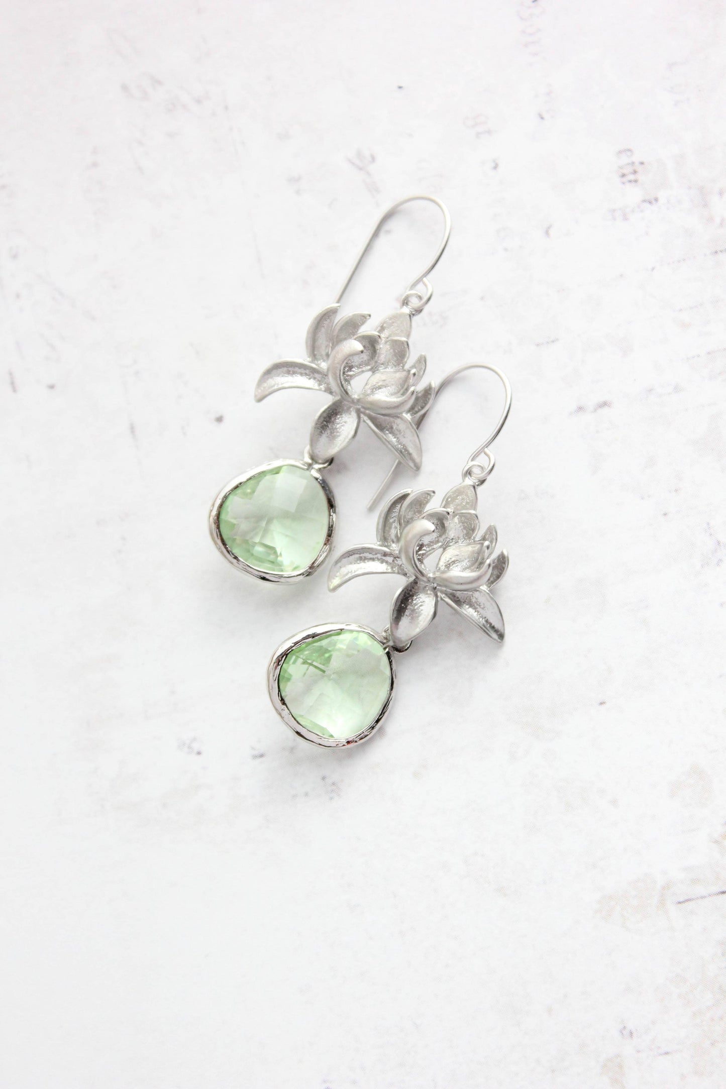 Lotus Flower Earrings- Light Green