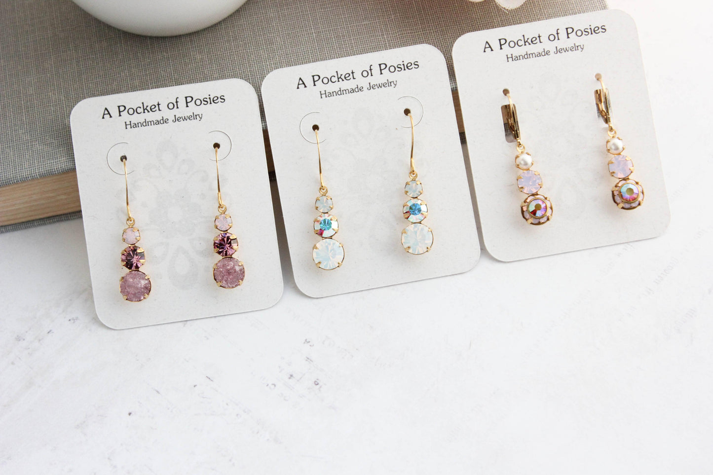 Vintage Glass Earrings- White Opal Glass