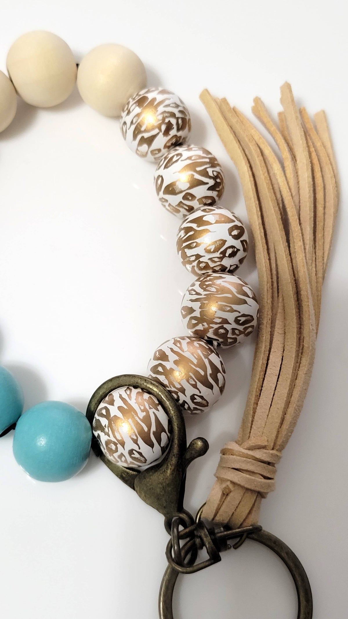 Gold Leopard & Teal Wristlet