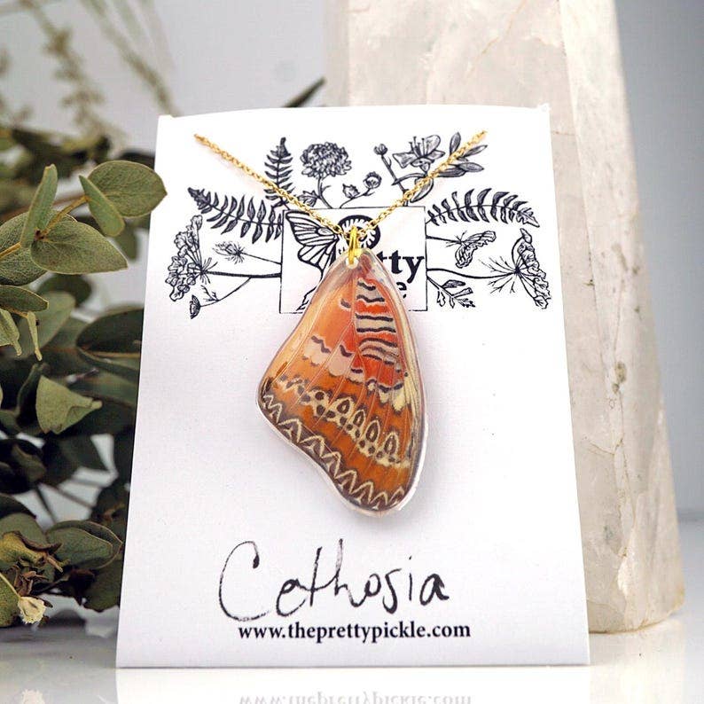 Cethosia Butterfly Wing Necklace