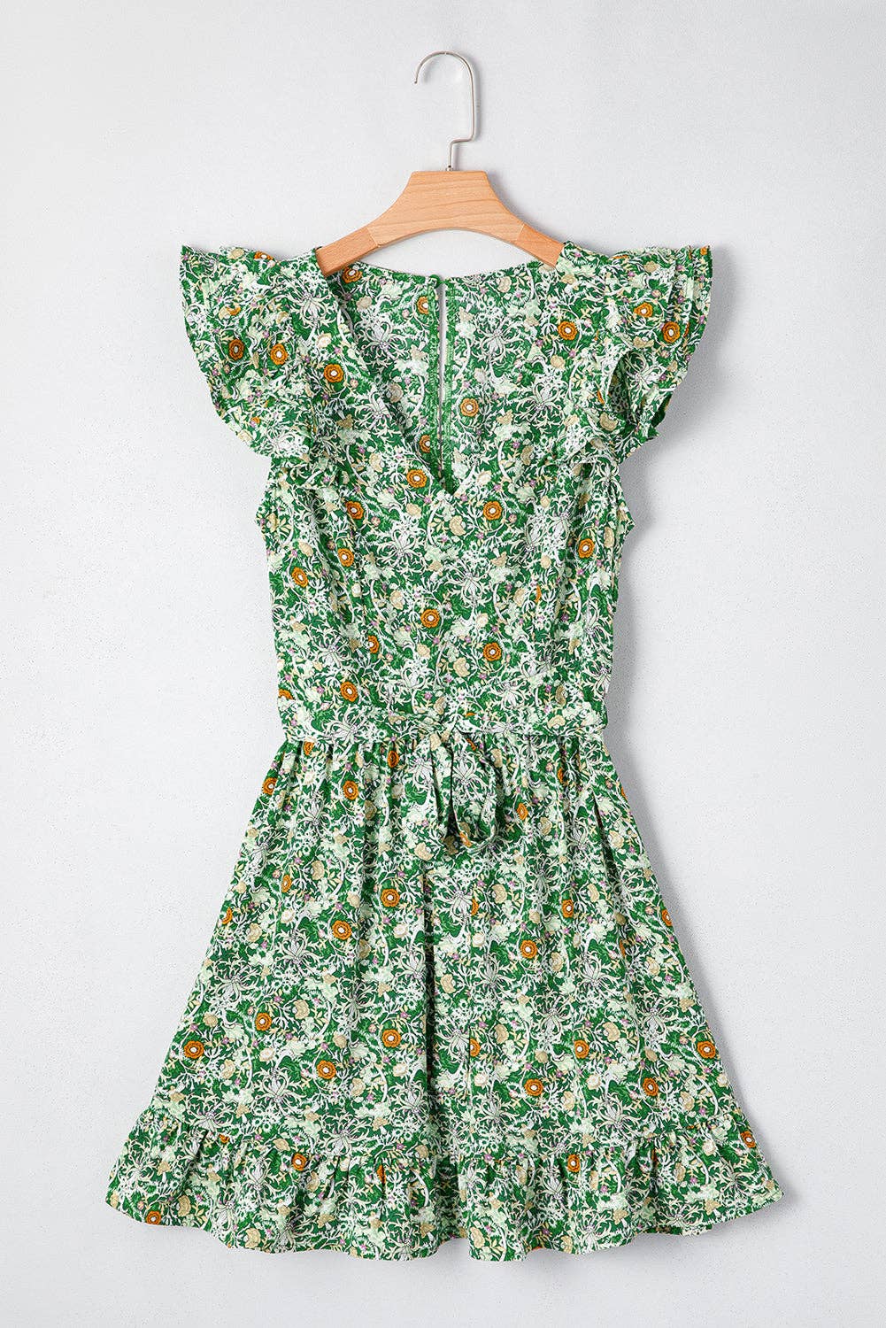 Floral Flutter Sleeve Spring Mini Dress