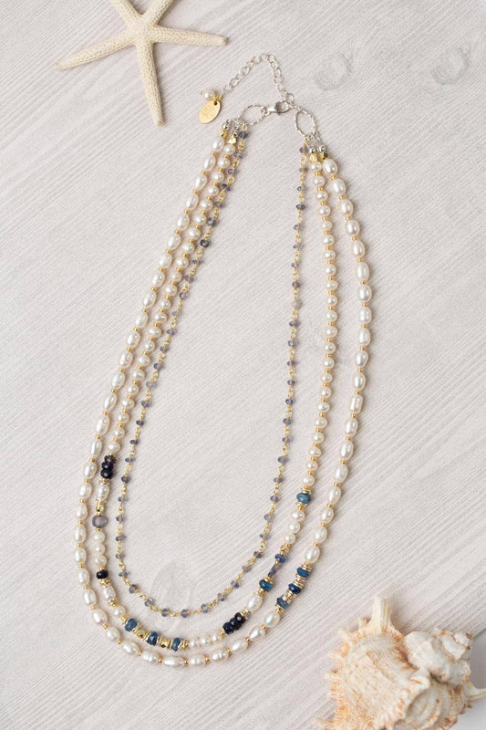 Seaside 17-19" Pearl & Gemstone Multistrand Necklace