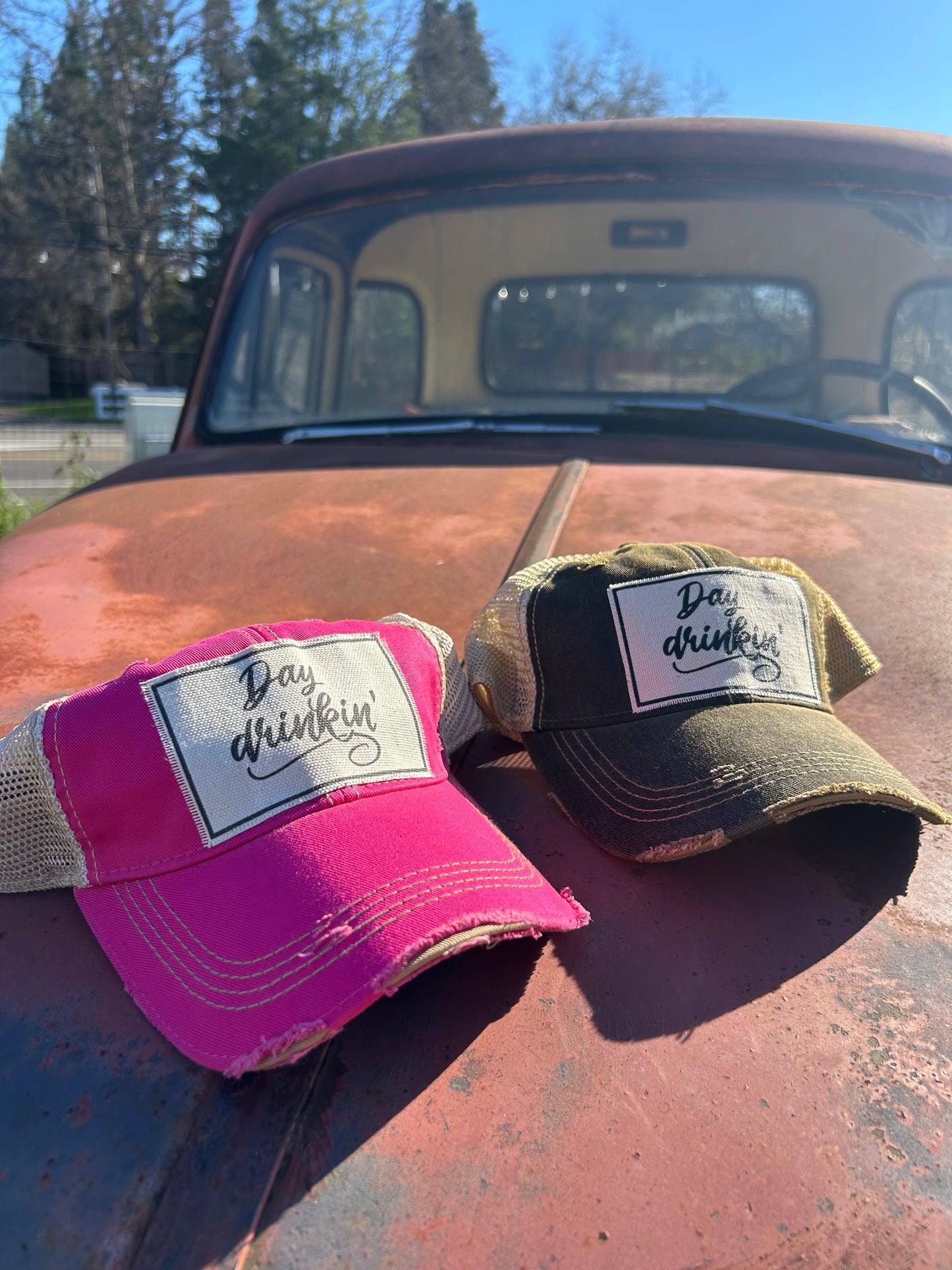Day Drinkin' Distressed Trucker Hat Baseball Cap