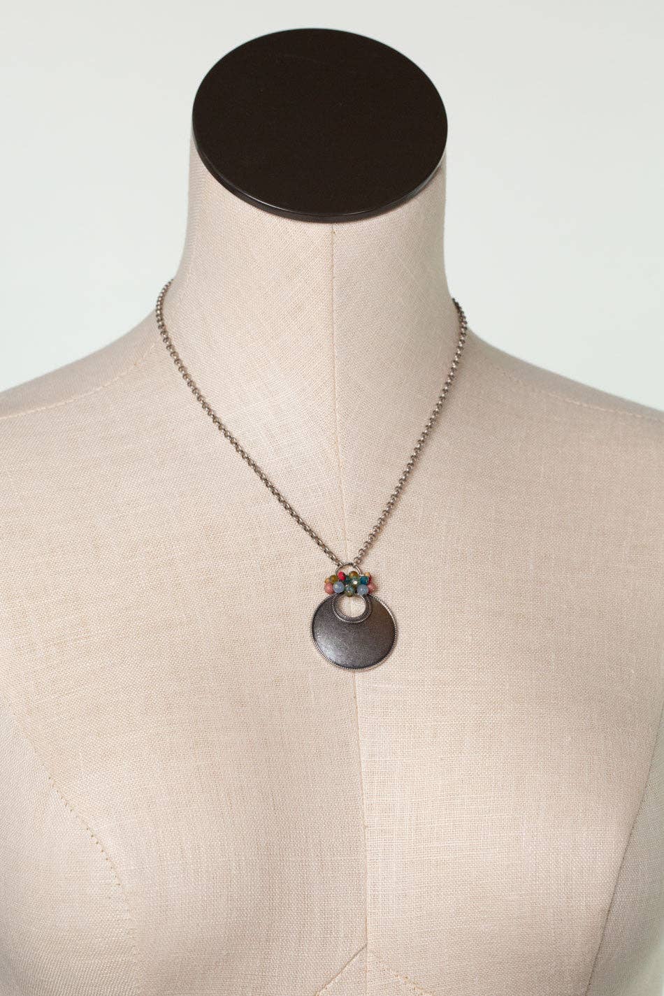 Leilani 16-18" Czech Glass, Olive Jade, Neon Apatite with Antique Silver Pendant Simple Necklace