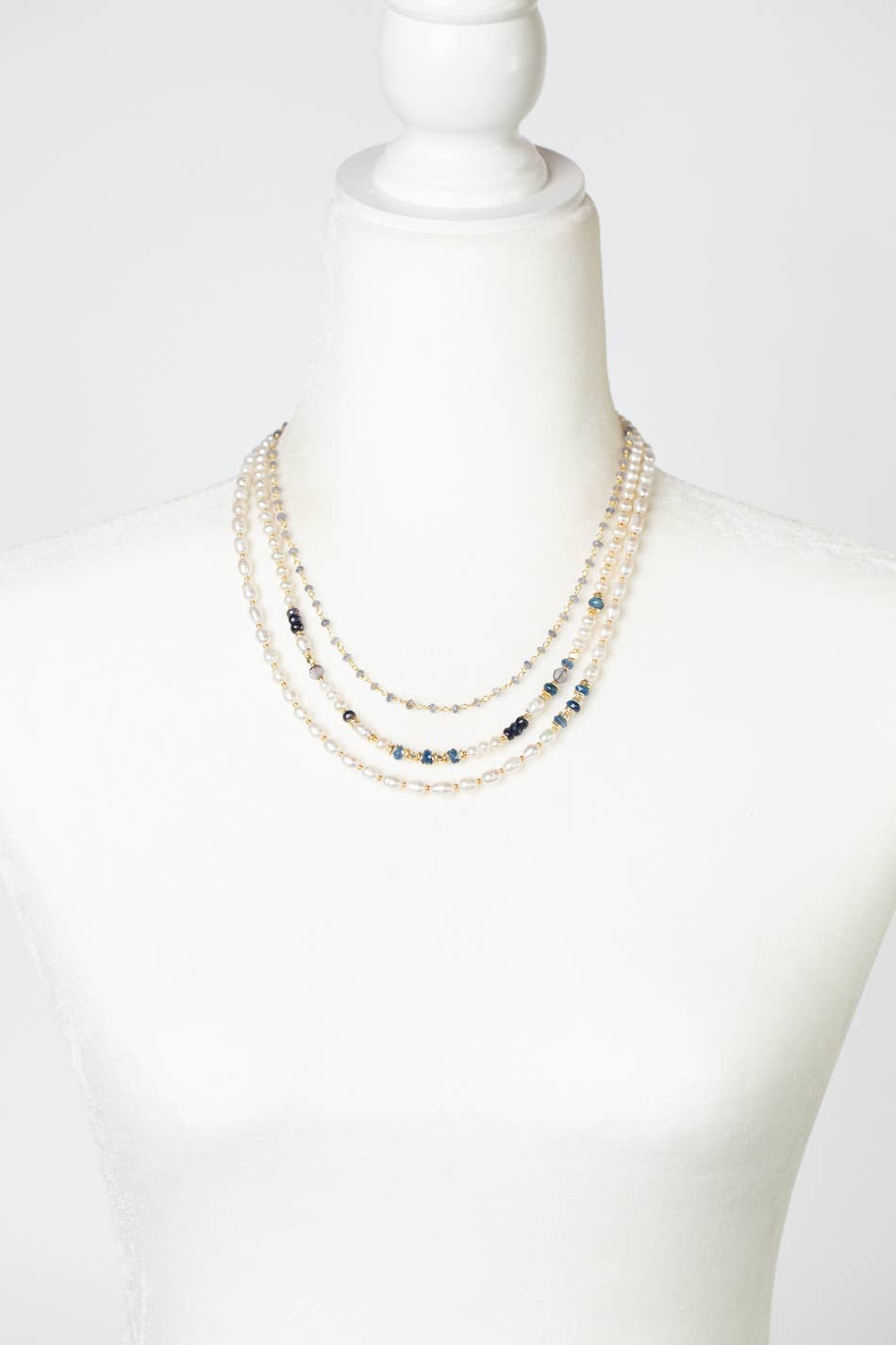 Seaside 17-19" Pearl & Gemstone Multistrand Necklace