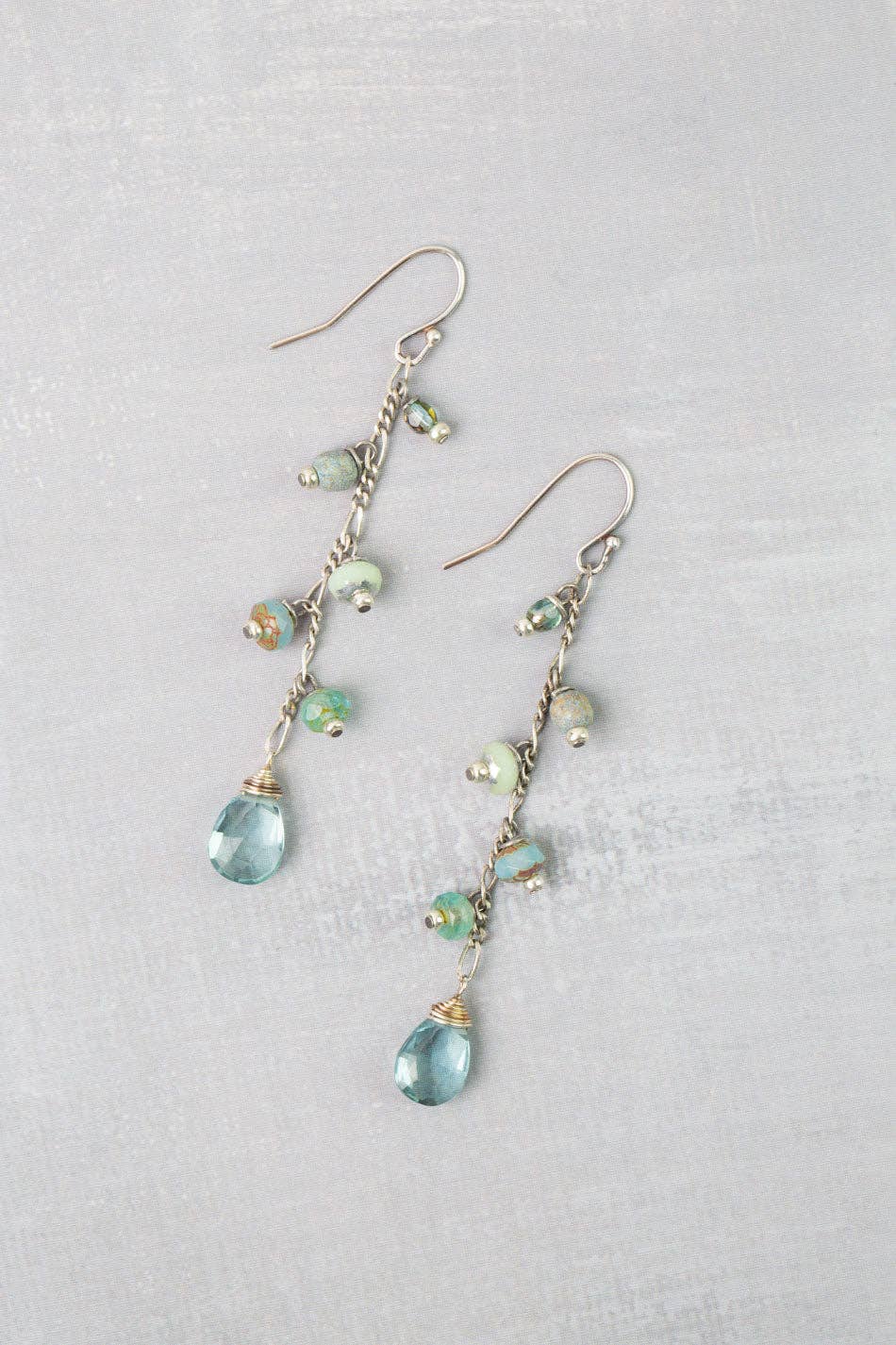 Venetian Dreams Czech Glass, Dyed Quartz Dangle Earrings