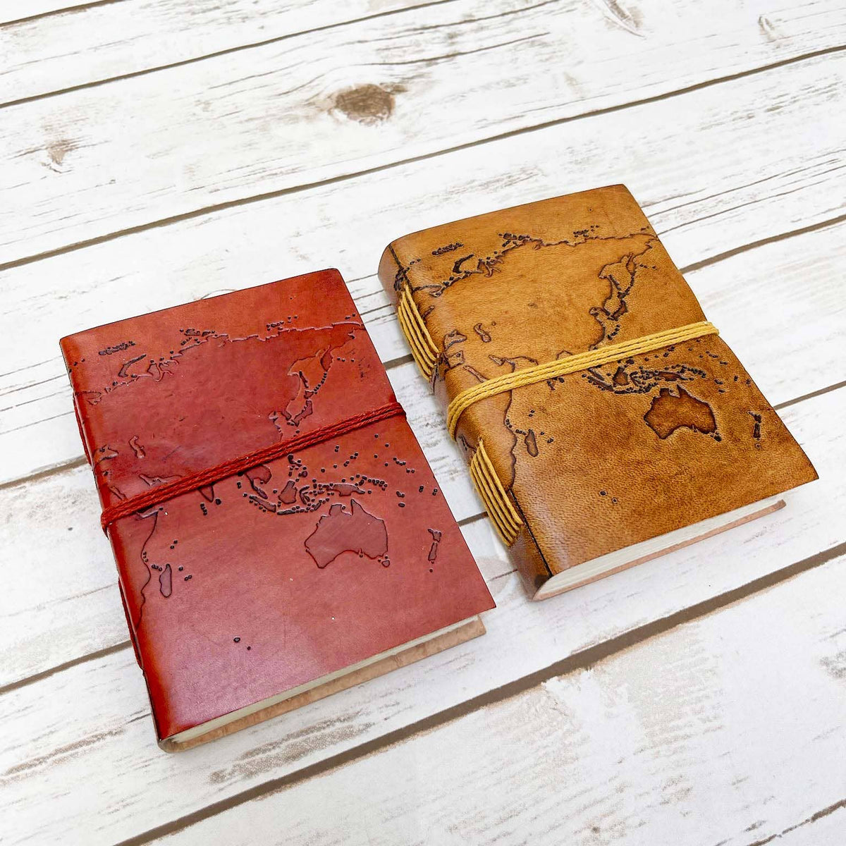 World Map 7x5 Handmade Leather Journal