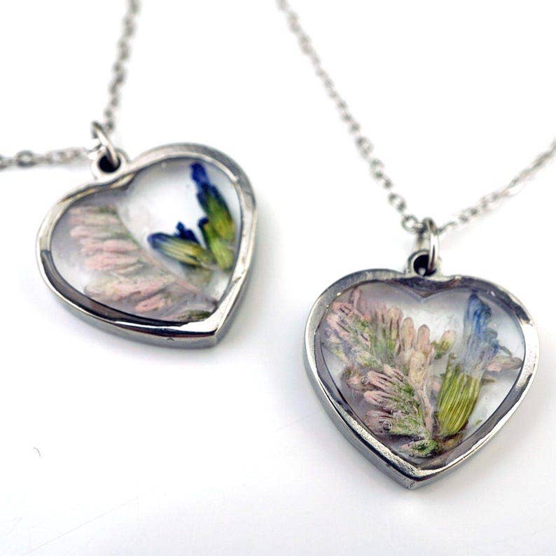 Real Flower Heart Necklace