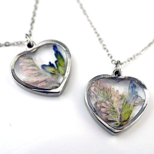 Real Flower Heart Necklace