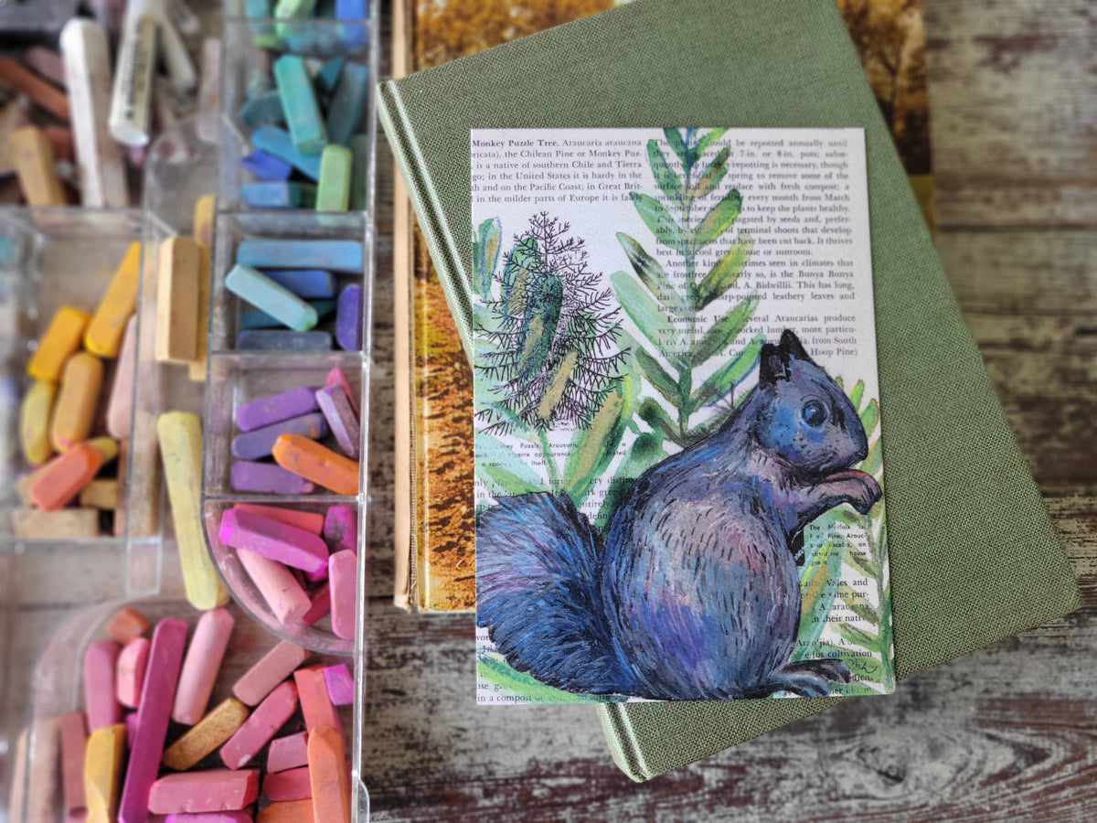 Black Squirrel Mixed Media Bird Print