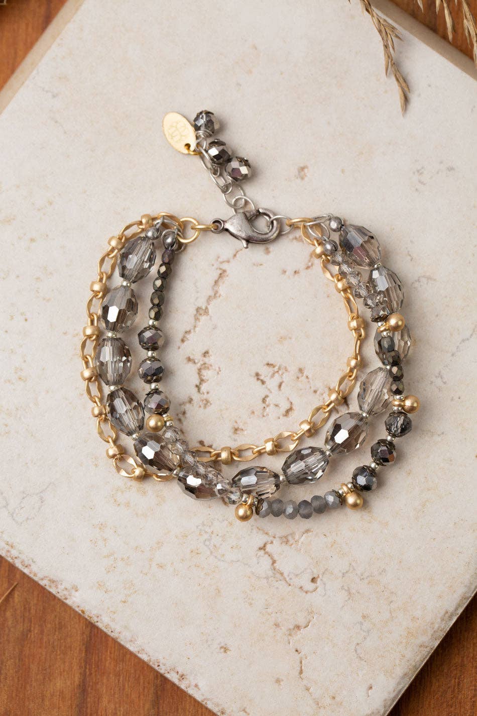 Silver & Gold Czech Glass Multistrand Bracelet