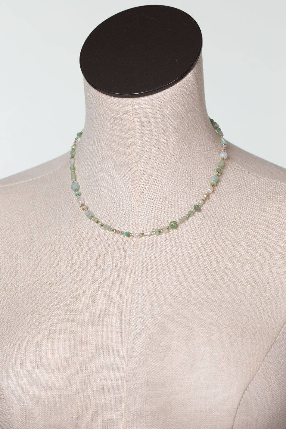 Mint Julep 16-18" Czech Glass, Chrysoprase, Aquamarine Simple Necklace
