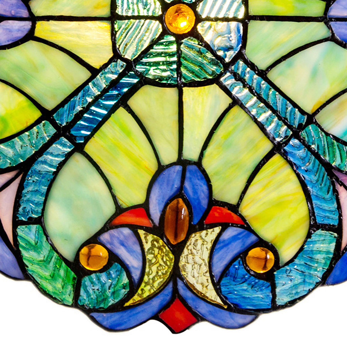 12" Halston Edwardian Stained Glass Window Panel: Blue