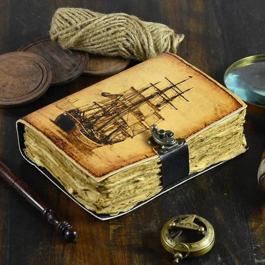 Vintage Sailing Ship Leather Journal