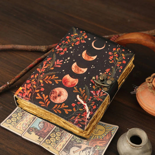 Leather Journal with Moon Print