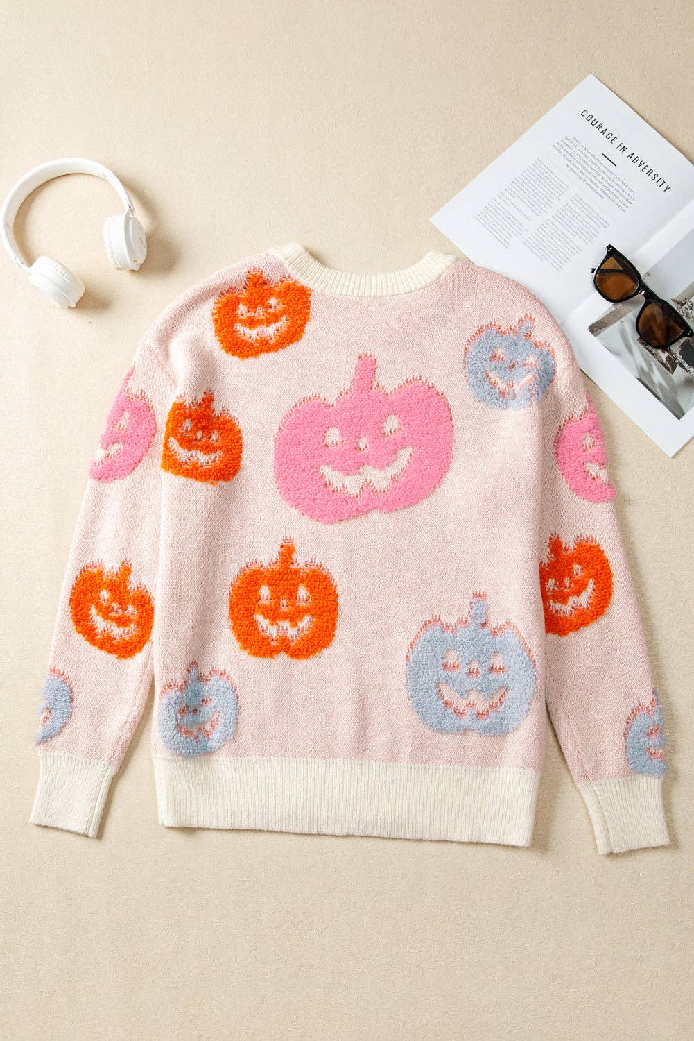 Halloween Pumpkin Round Neck Sweater