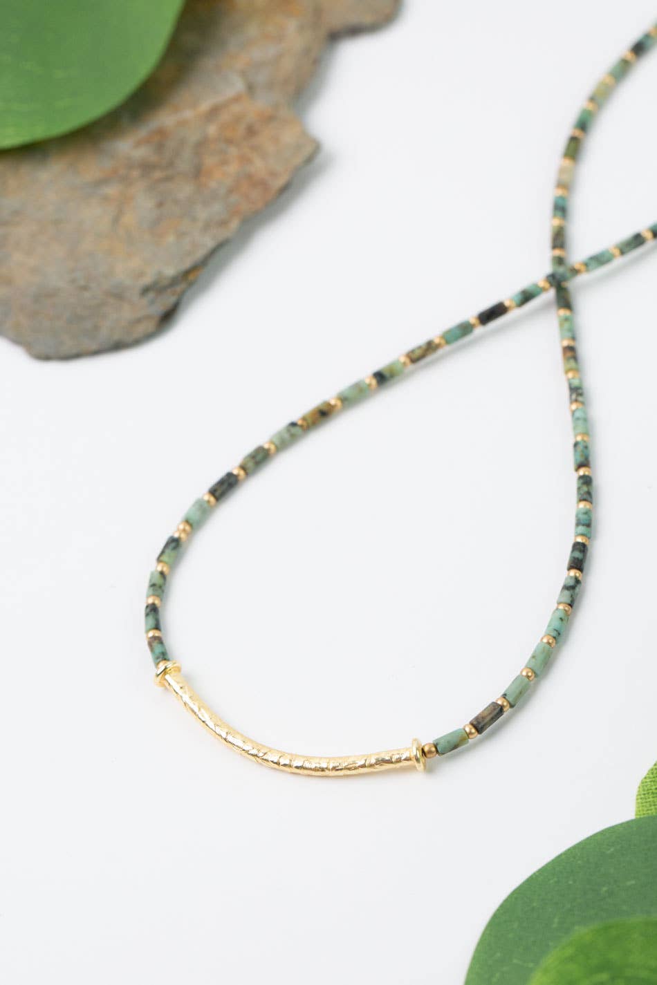 Tranquil Gardens 16-18" African Turquoise Bar Focal Necklace