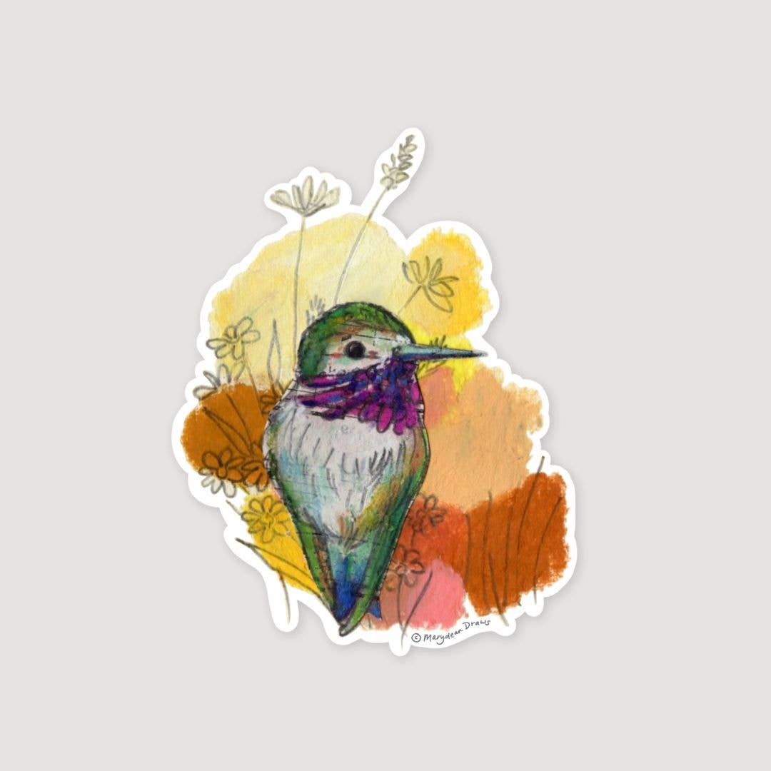Mixed Media Calliope Hummingbird Bird Sticker