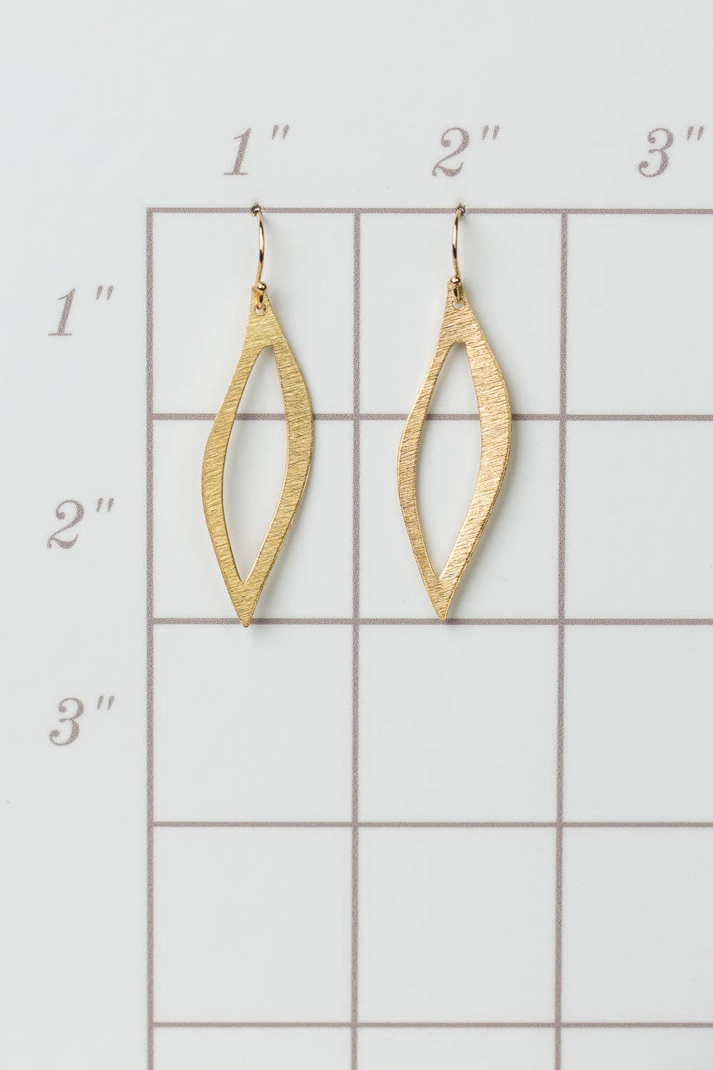 Brushed Gold Wavy Marquis Frame Earrings