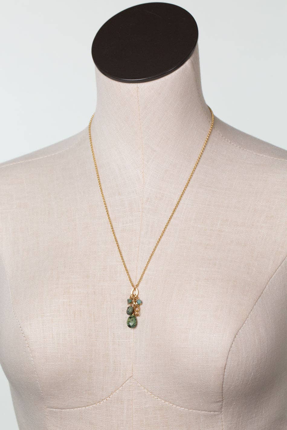 Tranquil Gardens 20.25-22.25" African Turquoise Cluster Necklace